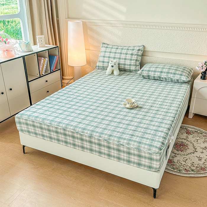 91家纺网 家纺一手货源 找家纺 （总）沐纯家居 2025新款A类全棉色织水洗棉大豆棉床笠-半糖系列