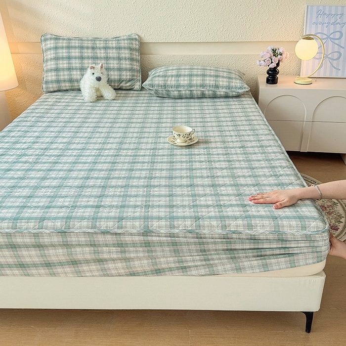 91家纺网 家纺一手货源 找家纺 （总）沐纯家居 2025新款A类全棉色织水洗棉大豆棉床笠-半糖系列