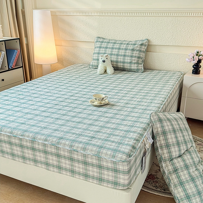 91家纺网 家纺一手货源 找家纺 （总）沐纯家居 2025新款A类全棉色织水洗棉大豆棉床笠-半糖系列