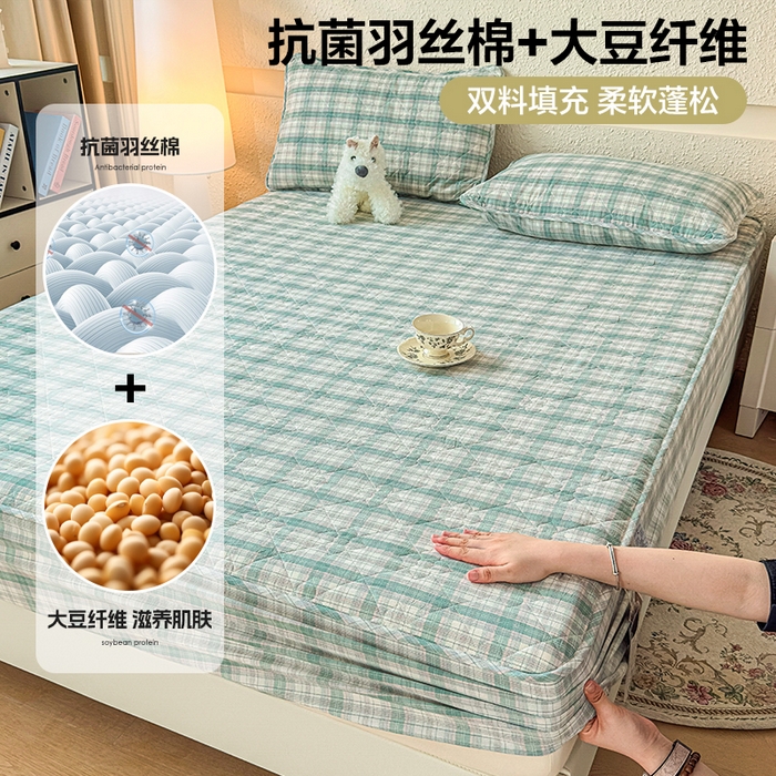 （总）沐纯家居 2025新款A类全棉色织水洗棉大豆棉床笠-半糖系列