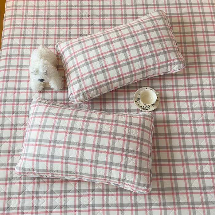 91家纺网 家纺一手货源 找家纺 沐纯家居 2025新款A类全棉色织水洗棉大豆棉床笠-半糖系列 半糖-灰粉