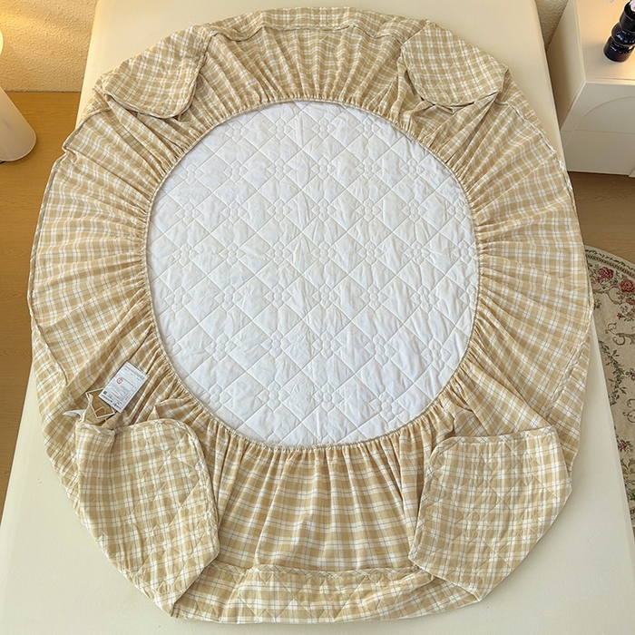 91家纺网 家纺一手货源 找家纺 沐纯家居 2025新款A类全棉色织水洗棉大豆棉床笠-半糖系列 半糖-卡其