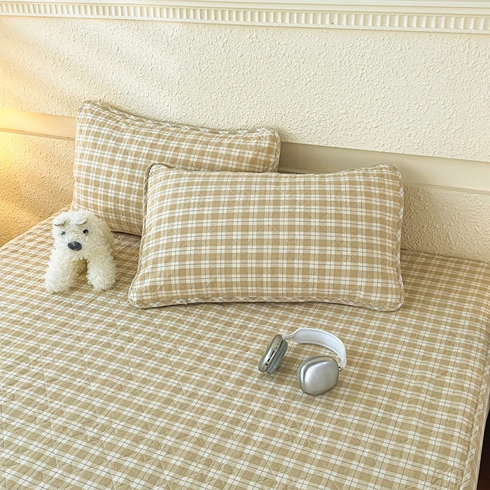 91家纺网 家纺一手货源 找家纺 沐纯家居 2025新款A类全棉色织水洗棉大豆棉床笠-半糖系列 半糖-卡其