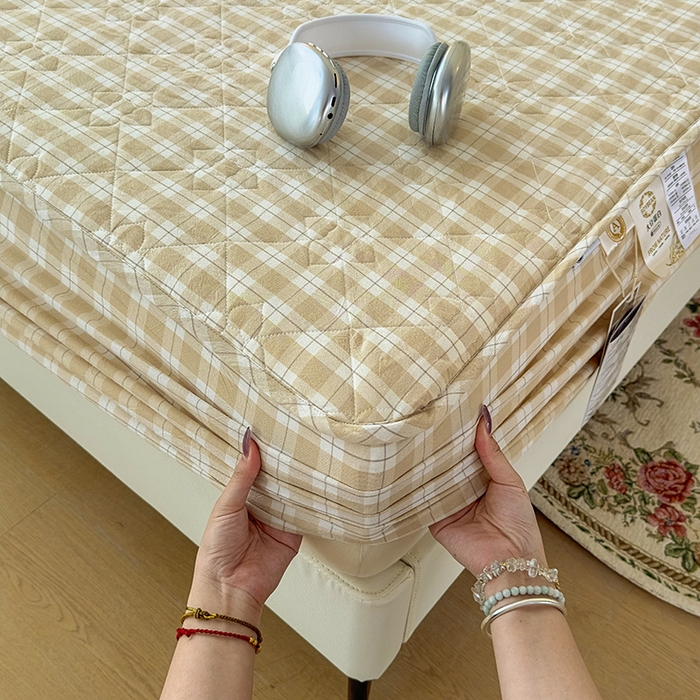 91家纺网 家纺一手货源 找家纺 沐纯家居 2025新款A类全棉色织水洗棉大豆棉床笠-半糖系列 半糖-卡其