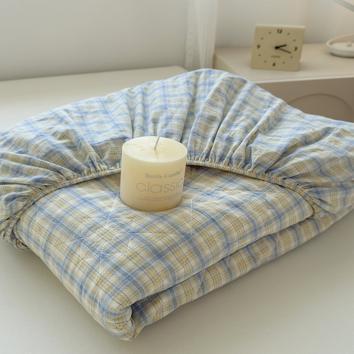 91家纺网 家纺一手货源 找家纺 沐纯家居 2025新款A类全棉色织水洗棉大豆棉床笠-半糖系列 组合图仅供参考