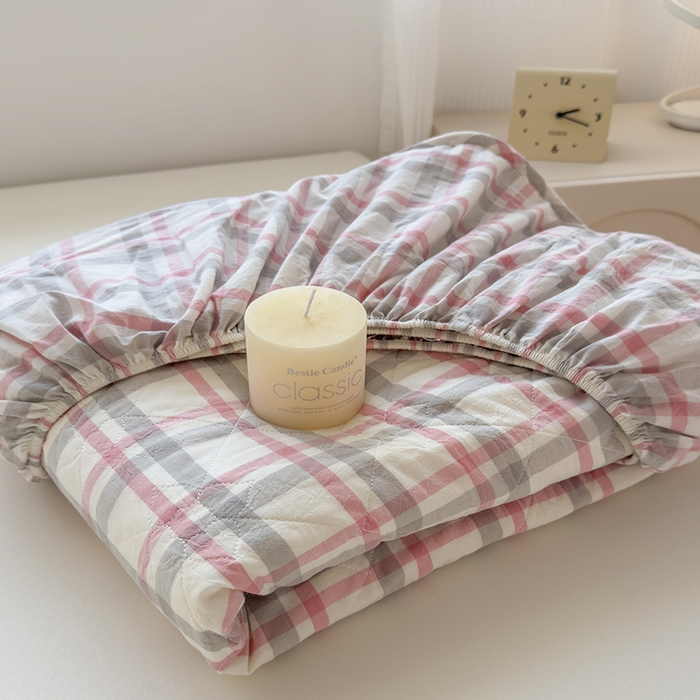 91家纺网 家纺一手货源 找家纺 沐纯家居 2025新款A类全棉色织水洗棉大豆棉床笠-半糖系列 组合图仅供参考