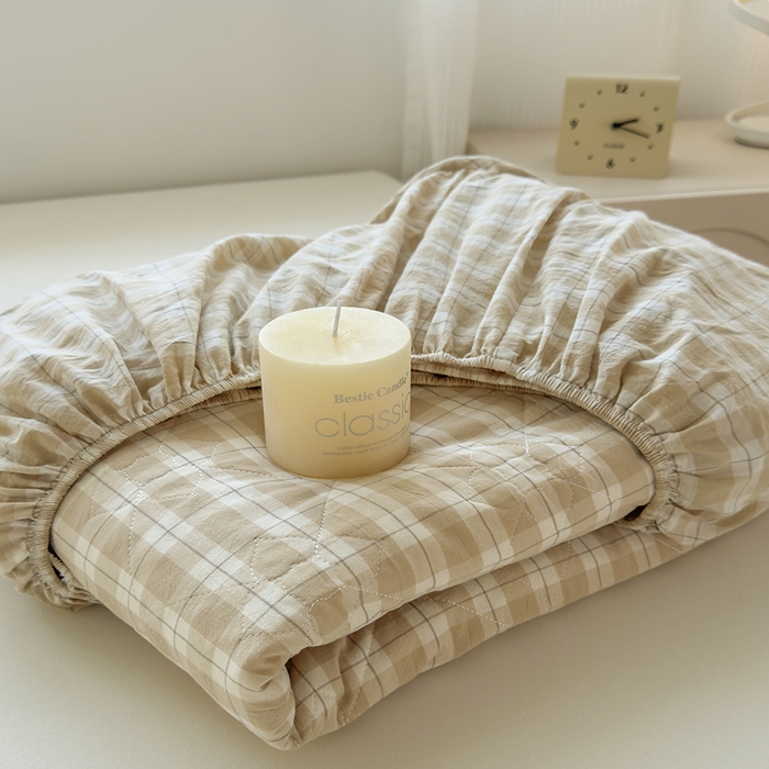 91家纺网 家纺一手货源 找家纺 沐纯家居 2025新款A类全棉色织水洗棉大豆棉床笠-半糖系列 组合图仅供参考