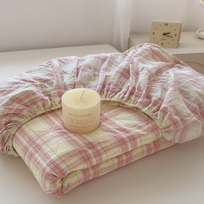 91家纺网 家纺一手货源 找家纺 沐纯家居 2025新款A类全棉色织水洗棉大豆棉床笠-半糖系列 组合图仅供参考