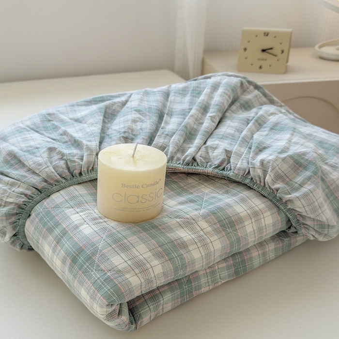 91家纺网 家纺一手货源 找家纺 沐纯家居 2025新款A类全棉色织水洗棉大豆棉床笠-半糖系列 组合图仅供参考