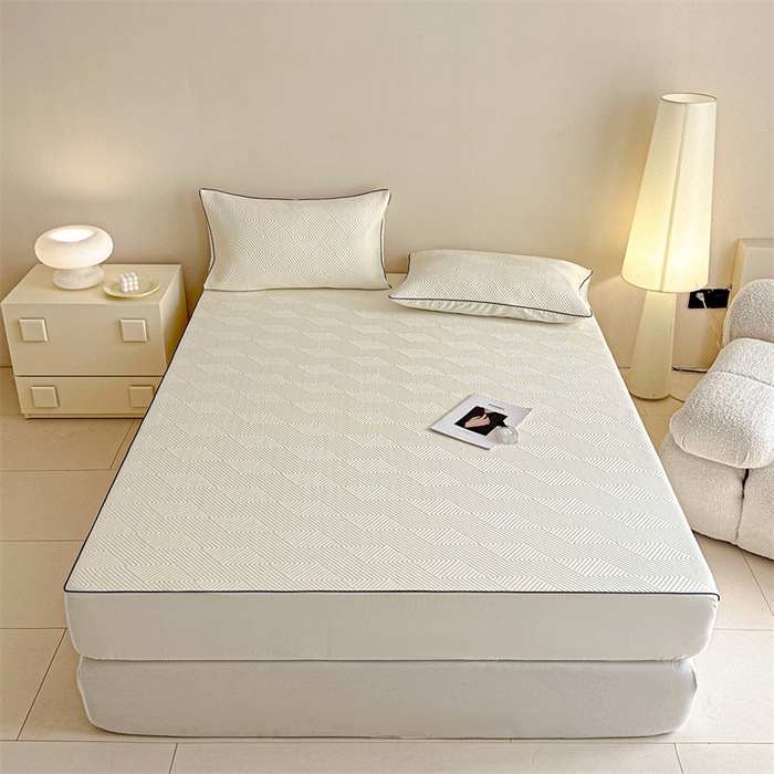 91家纺网 家纺一手货源 找家纺 若未家居 LOVEWE HOUSE 2025新款PE中分子凉感凉席三件套 泡芙-白