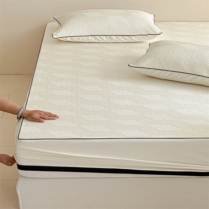 91家纺网 家纺一手货源 找家纺 若未家居 LOVEWE HOUSE 2025新款PE中分子凉感凉席三件套 泡芙-白