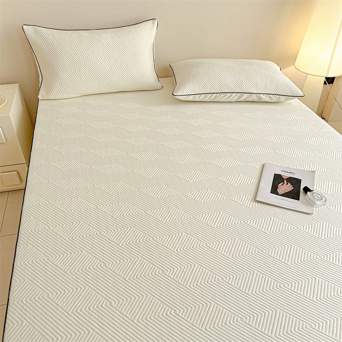 91家纺网 家纺一手货源 找家纺 若未家居 LOVEWE HOUSE 2025新款PE中分子凉感凉席三件套 泡芙-白