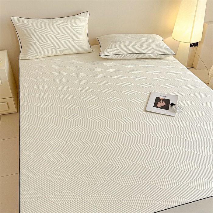 91家纺网 家纺一手货源 找家纺 若未家居 LOVEWE HOUSE 2025新款PE中分子凉感凉席三件套 泡芙-白