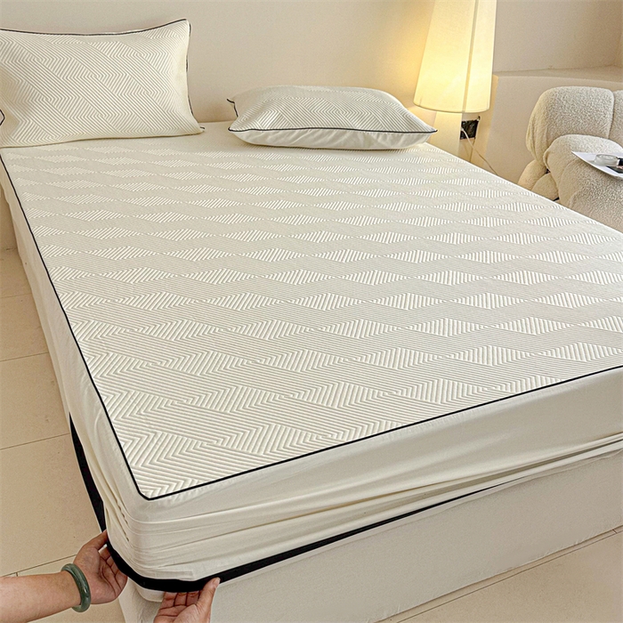 91家纺网 家纺一手货源 找家纺 若未家居 LOVEWE HOUSE 2025新款PE中分子凉感凉席三件套 泡芙-白