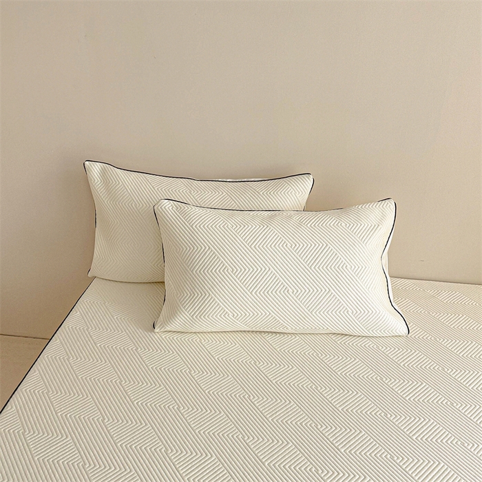 91家纺网 家纺一手货源 找家纺 若未家居 LOVEWE HOUSE 2025新款PE中分子凉感凉席三件套 泡芙-白