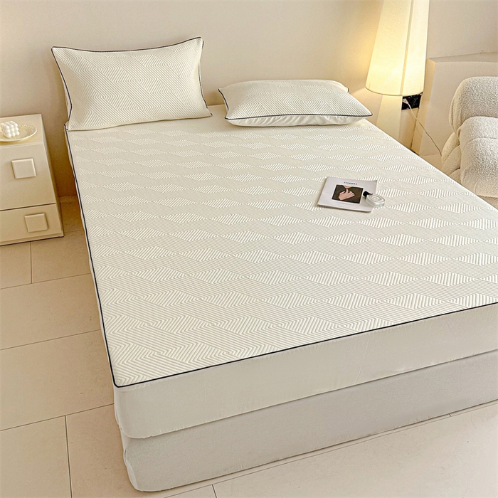 91家纺网 家纺一手货源 找家纺 若未家居 LOVEWE HOUSE 2025新款PE中分子凉感凉席三件套 泡芙-白