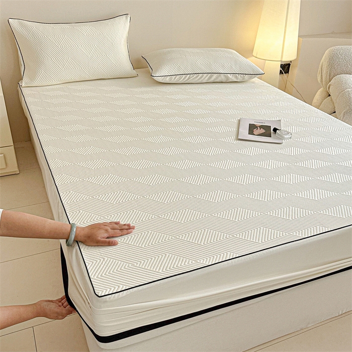 91家纺网 家纺一手货源 找家纺 若未家居 LOVEWE HOUSE 2025新款PE中分子凉感凉席三件套 泡芙-白