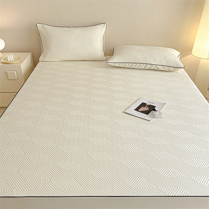 91家纺网 家纺一手货源 找家纺 若未家居 LOVEWE HOUSE 2025新款PE中分子凉感凉席三件套 泡芙-白