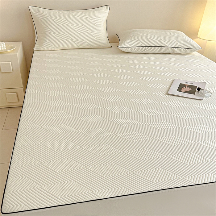 91家纺网 家纺一手货源 找家纺 若未家居 LOVEWE HOUSE 2025新款PE中分子凉感凉席三件套 泡芙-白