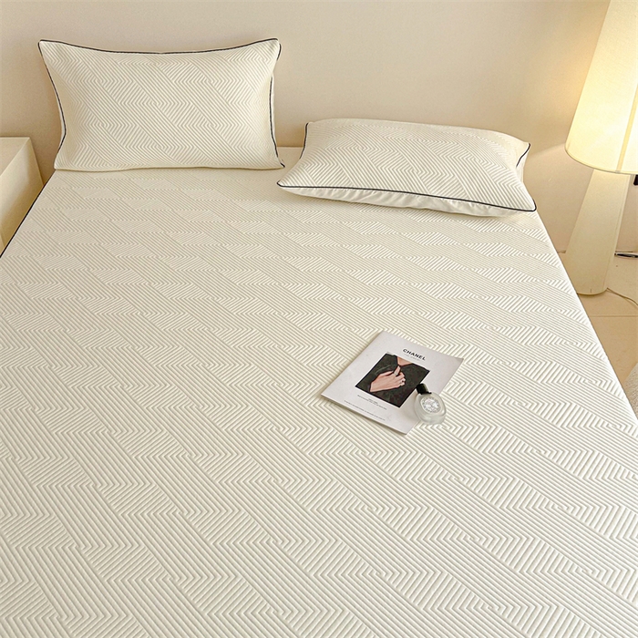 91家纺网 家纺一手货源 找家纺 若未家居 LOVEWE HOUSE 2025新款PE中分子凉感凉席三件套 泡芙-白