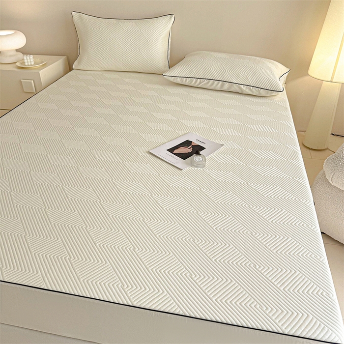 91家纺网 家纺一手货源 找家纺 若未家居 LOVEWE HOUSE 2025新款PE中分子凉感凉席三件套 泡芙-白