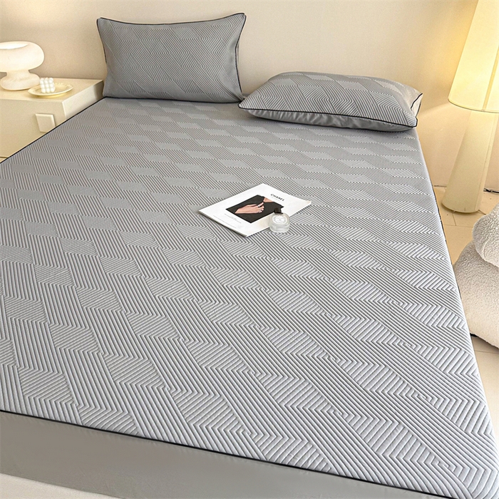 91家纺网 家纺一手货源 找家纺 若未家居 LOVEWE HOUSE 2025新款PE中分子凉感凉席三件套 泡芙-灰