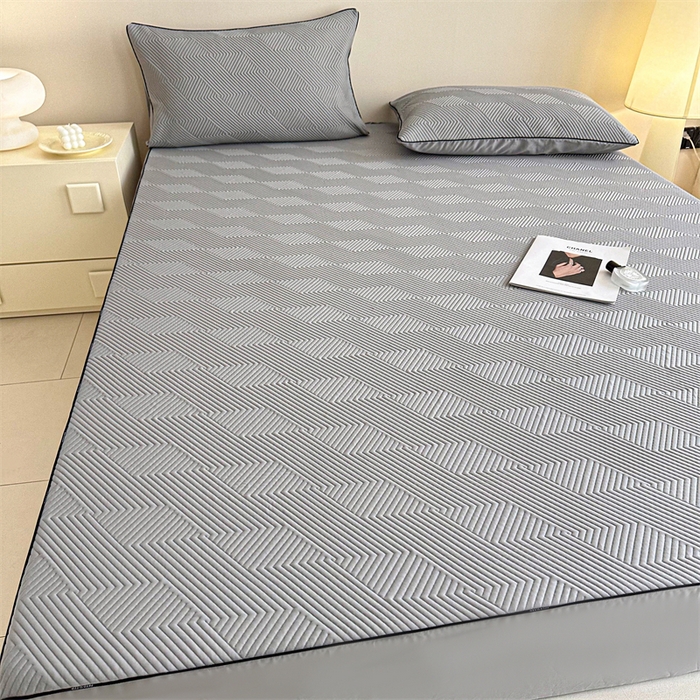 91家纺网 家纺一手货源 找家纺 若未家居 LOVEWE HOUSE 2025新款PE中分子凉感凉席三件套 泡芙-灰