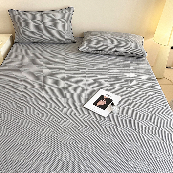 91家纺网 家纺一手货源 找家纺 若未家居 LOVEWE HOUSE 2025新款PE中分子凉感凉席三件套 泡芙-灰