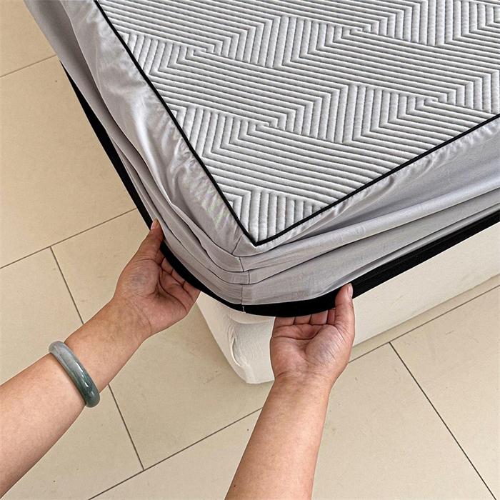 91家纺网 家纺一手货源 找家纺 若未家居 LOVEWE HOUSE 2025新款PE中分子凉感凉席三件套 泡芙-灰