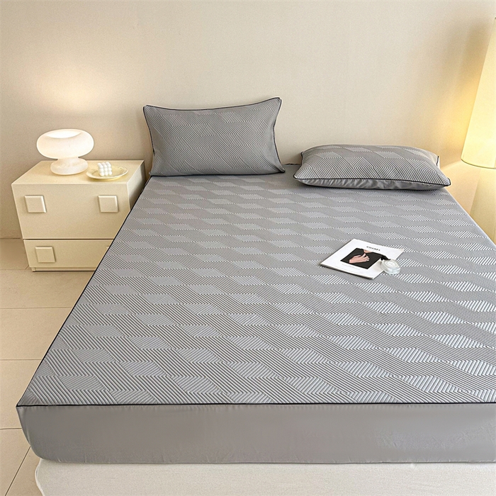 91家纺网 家纺一手货源 找家纺 若未家居 LOVEWE HOUSE 2025新款PE中分子凉感凉席三件套 泡芙-灰