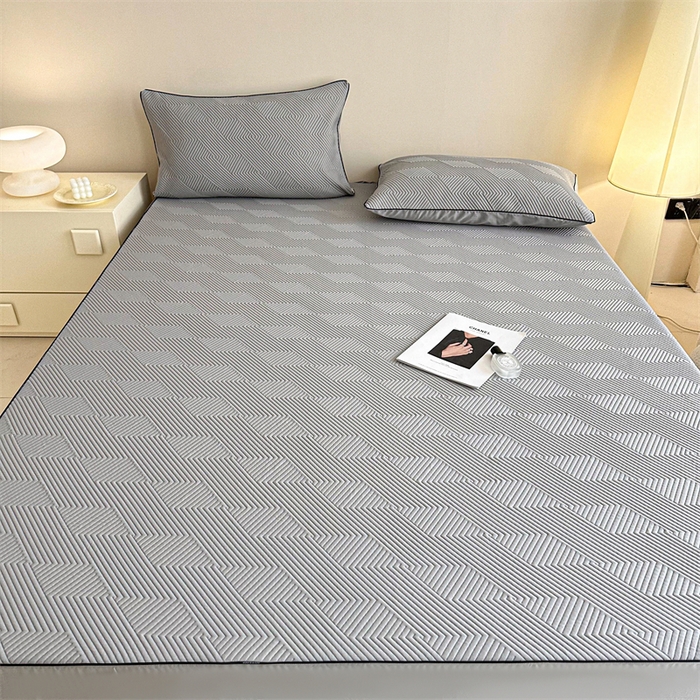 91家纺网 家纺一手货源 找家纺 若未家居 LOVEWE HOUSE 2025新款PE中分子凉感凉席三件套 泡芙-灰