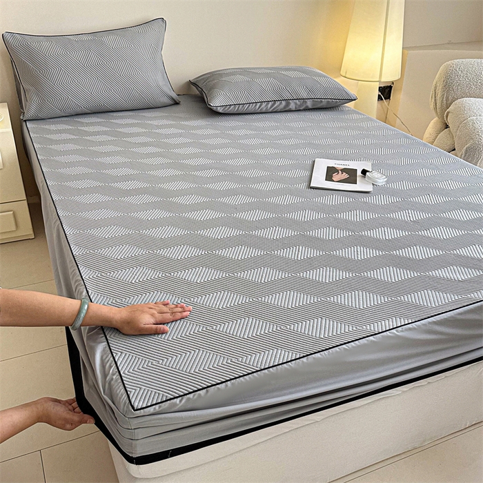 91家纺网 家纺一手货源 找家纺 若未家居 LOVEWE HOUSE 2025新款PE中分子凉感凉席三件套 泡芙-灰