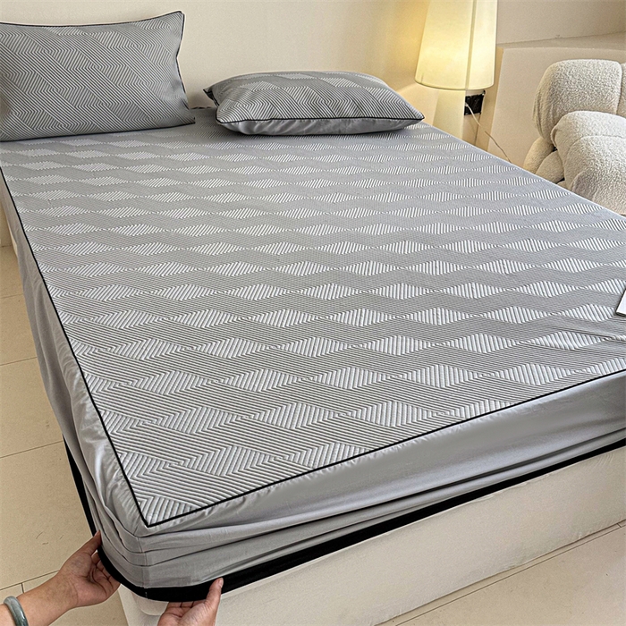 91家纺网 家纺一手货源 找家纺 若未家居 LOVEWE HOUSE 2025新款PE中分子凉感凉席三件套 泡芙-灰