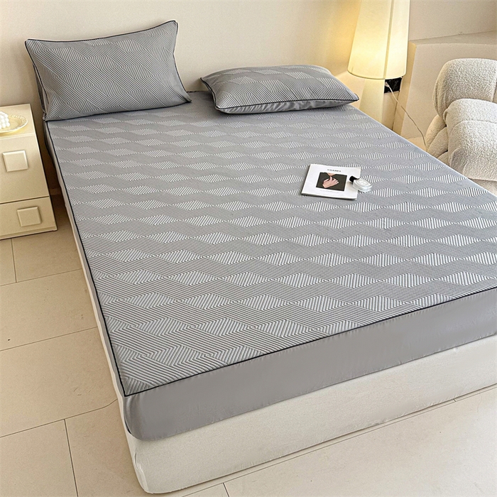 91家纺网 家纺一手货源 找家纺 若未家居 LOVEWE HOUSE 2025新款PE中分子凉感凉席三件套 泡芙-灰