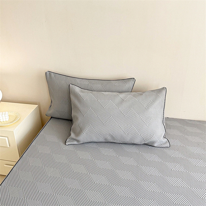 91家纺网 家纺一手货源 找家纺 若未家居 LOVEWE HOUSE 2025新款PE中分子凉感凉席三件套 泡芙-灰