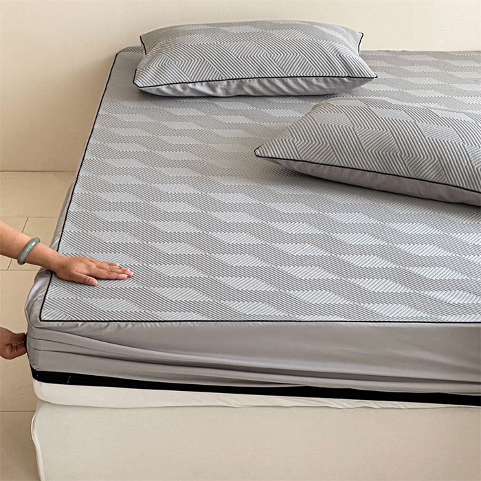 91家纺网 家纺一手货源 找家纺 若未家居 LOVEWE HOUSE 2025新款PE中分子凉感凉席三件套 泡芙-灰