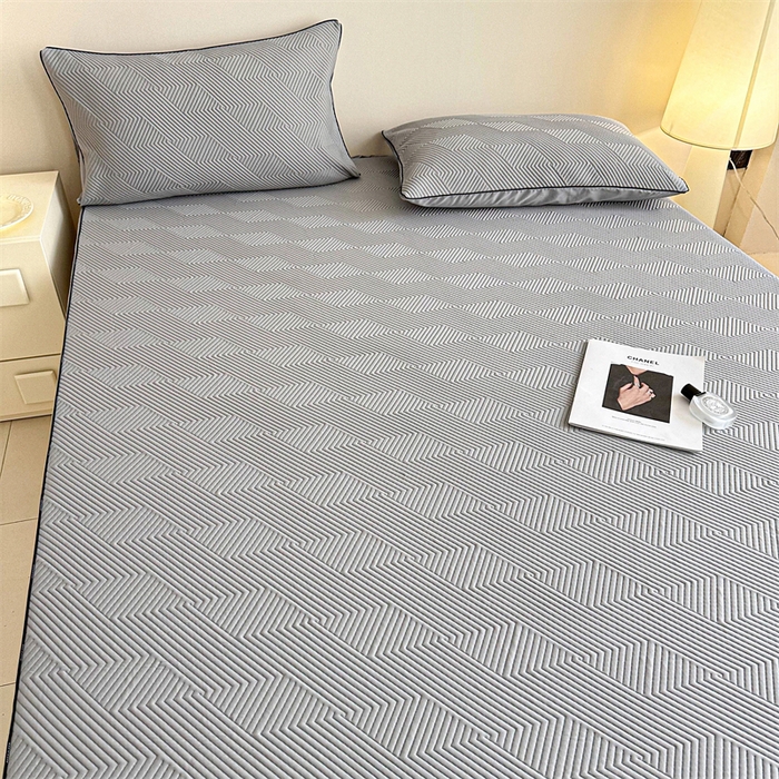 91家纺网 家纺一手货源 找家纺 若未家居 LOVEWE HOUSE 2025新款PE中分子凉感凉席三件套 泡芙-灰