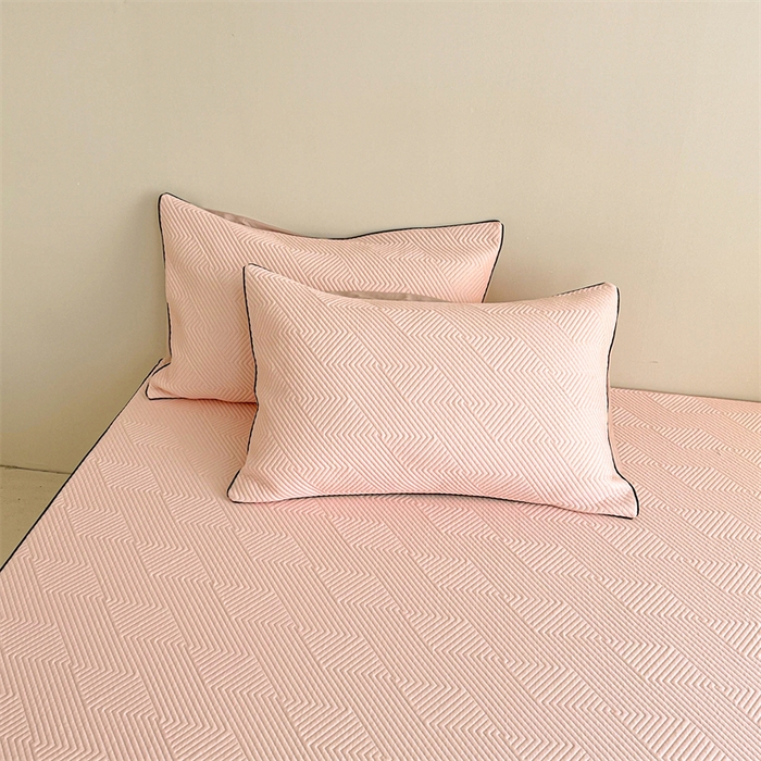 91家纺网 家纺一手货源 找家纺 若未家居 LOVEWE HOUSE 2025新款PE中分子凉感凉席三件套 泡芙-粉