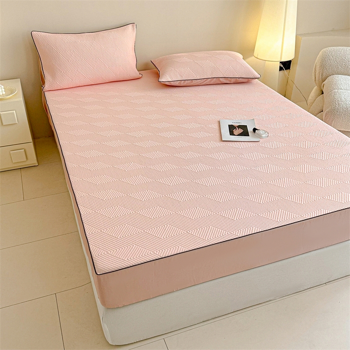 91家纺网 家纺一手货源 找家纺 若未家居 LOVEWE HOUSE 2025新款PE中分子凉感凉席三件套 泡芙-粉