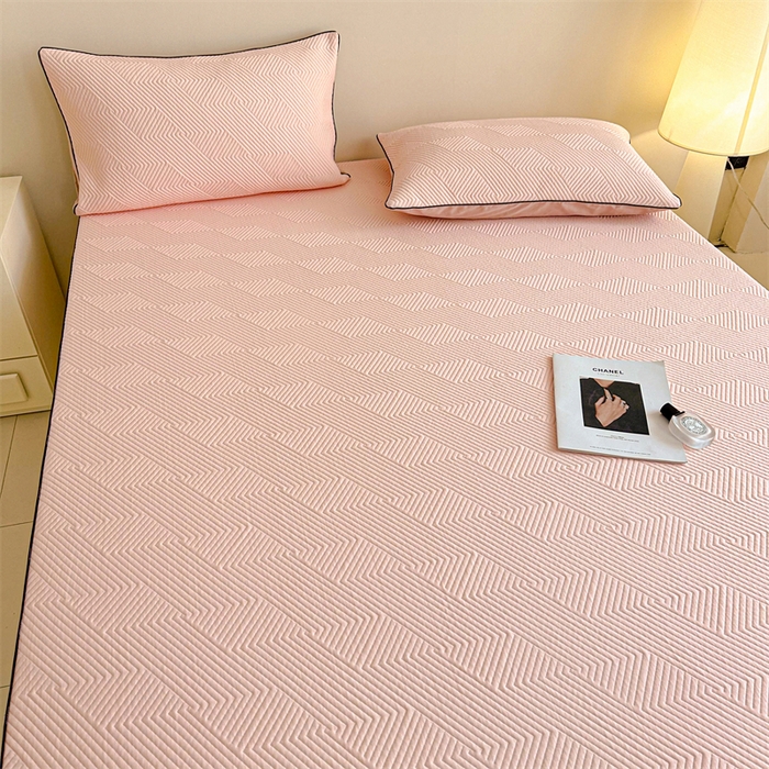 91家纺网 家纺一手货源 找家纺 若未家居 LOVEWE HOUSE 2025新款PE中分子凉感凉席三件套 泡芙-粉