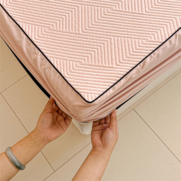 91家纺网 家纺一手货源 找家纺 若未家居 LOVEWE HOUSE 2025新款PE中分子凉感凉席三件套 泡芙-粉