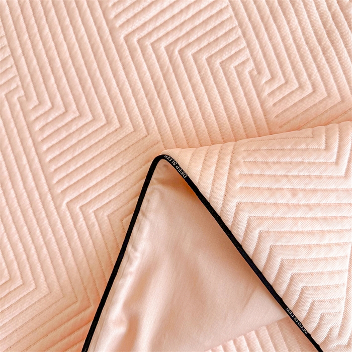 91家纺网 家纺一手货源 找家纺 若未家居 LOVEWE HOUSE 2025新款PE中分子凉感凉席三件套 泡芙-粉