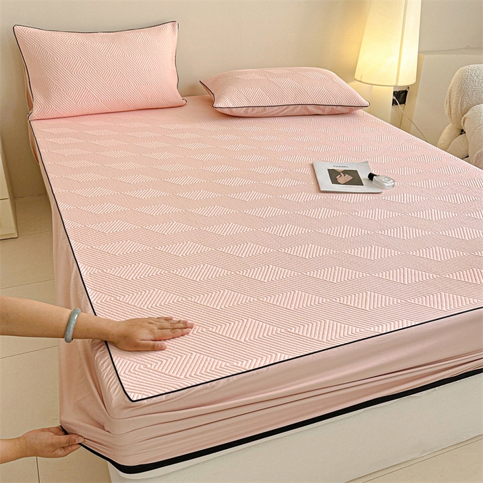 91家纺网 家纺一手货源 找家纺 若未家居 LOVEWE HOUSE 2025新款PE中分子凉感凉席三件套 泡芙-粉