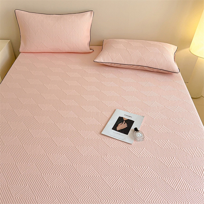 91家纺网 家纺一手货源 找家纺 若未家居 LOVEWE HOUSE 2025新款PE中分子凉感凉席三件套 泡芙-粉