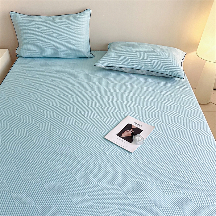 91家纺网 家纺一手货源 找家纺 若未家居 LOVEWE HOUSE 2025新款PE中分子凉感凉席三件套 泡芙-蓝