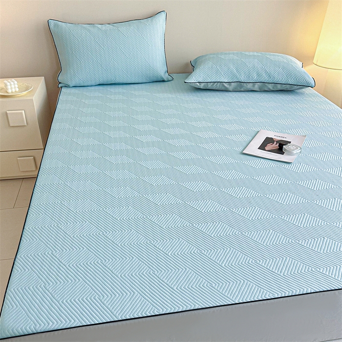 91家纺网 家纺一手货源 找家纺 若未家居 LOVEWE HOUSE 2025新款PE中分子凉感凉席三件套 泡芙-蓝