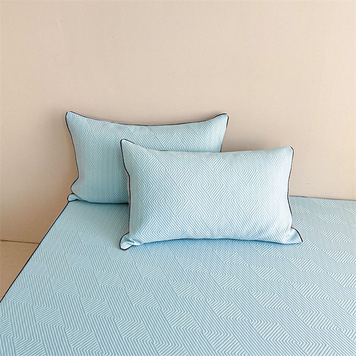 91家纺网 家纺一手货源 找家纺 若未家居 LOVEWE HOUSE 2025新款PE中分子凉感凉席三件套 泡芙-蓝