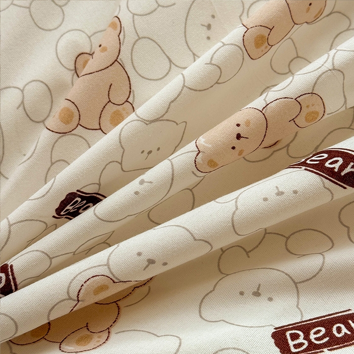 91家纺网 家纺一手货源 找家纺 可可家纺 2025新款印花卡通芦荟棉四件套亲肤床单被套三件套 Bear小熊