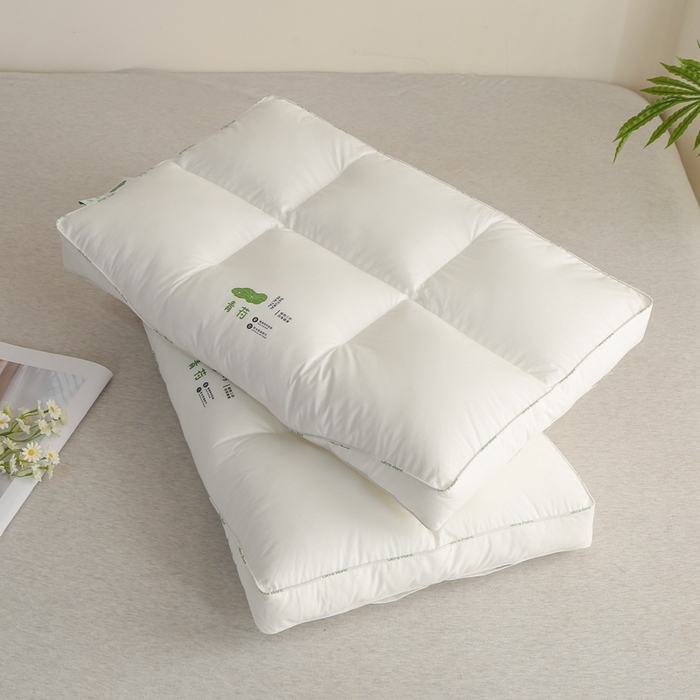 91家纺网 家纺一手货源 找家纺 （总）怡薇格枕芯 2025新款全棉60支青荷六格护颈枕头枕芯