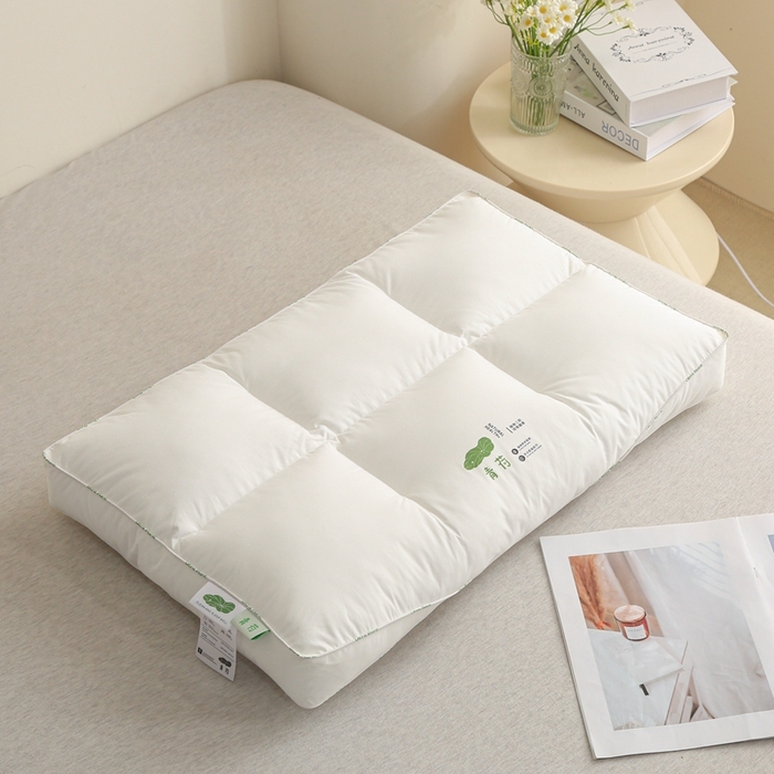 91家纺网 家纺一手货源 找家纺 （总）怡薇格枕芯 2025新款全棉60支青荷六格护颈枕头枕芯